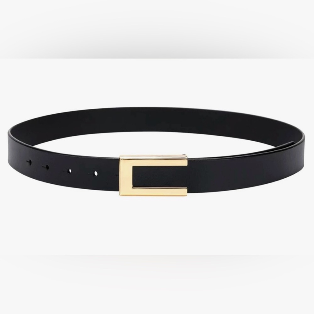 Women’s Leather Belt - Black with Gold Buckle